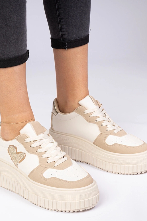 Brązowe sneakersy damskie z... Brązowe sneakersy damskie z...