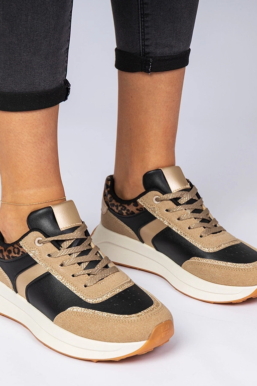 Czarne sneakersy damskie z brokatem a... Czarne sneakersy damskie z brokatem a...