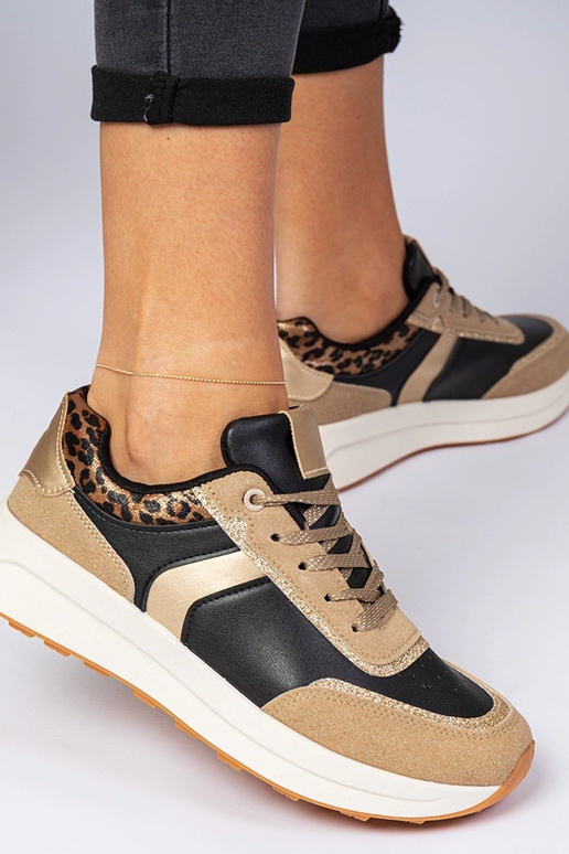 Czarne sneakersy damskie z brokatem a... Czarne sneakersy damskie z brokatem a...