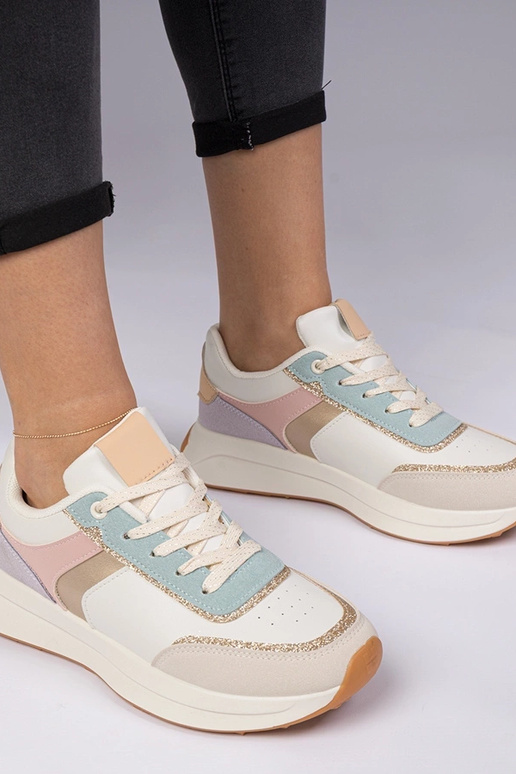 Wielokolorowe sneakersy damskie z... Wielokolorowe sneakersy damskie z...