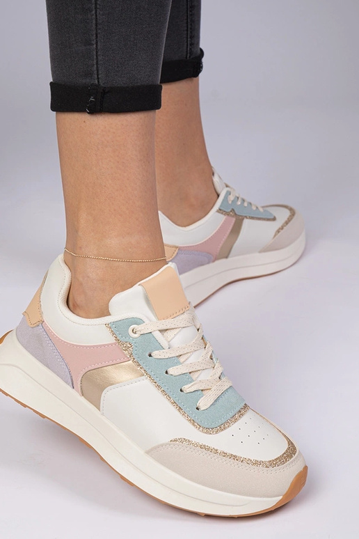 Wielokolorowe sneakersy damskie z... Wielokolorowe sneakersy damskie z...