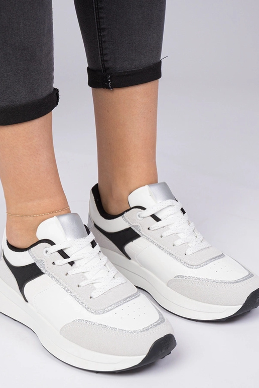 Białe sneakersy damskie z brokatem... Białe sneakersy damskie z brokatem...
