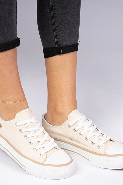 Beżowe klasyczne damskie trampki Ellana