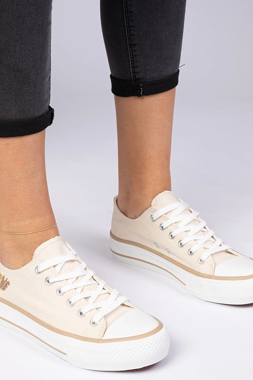 Beżowe klasyczne damskie trampki Ellana