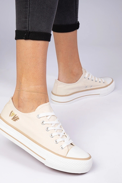 Beżowe klasyczne damskie trampki Ellana