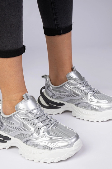 Srebrne sneakersy sportowe na masywnej podeszwie Lirata 2