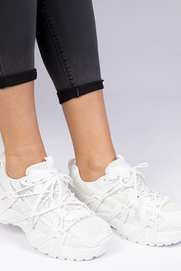 Białe sneakersy stylowe na masywnej podeszwie Lukaro 2