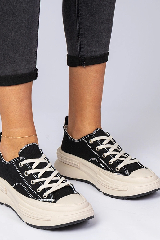 Czarne damskie trampki materiałowe...