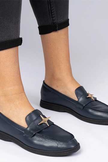 Granatowe damskie mokasyny...