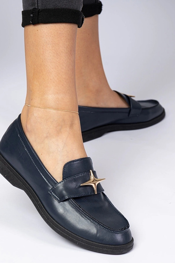 Granatowe damskie mokasyny... 2