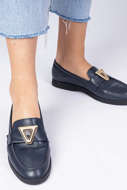 Granatowe damskie mokasyny z...