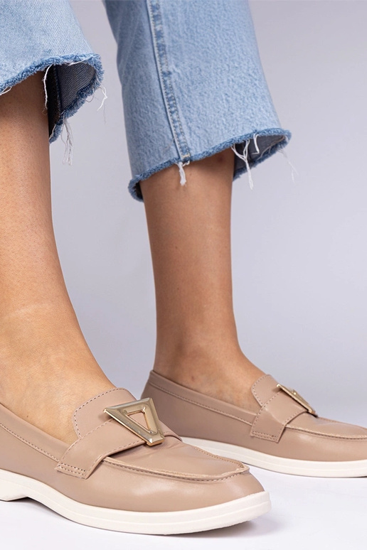 Ciemnobeżowe damskie mokasyny z...