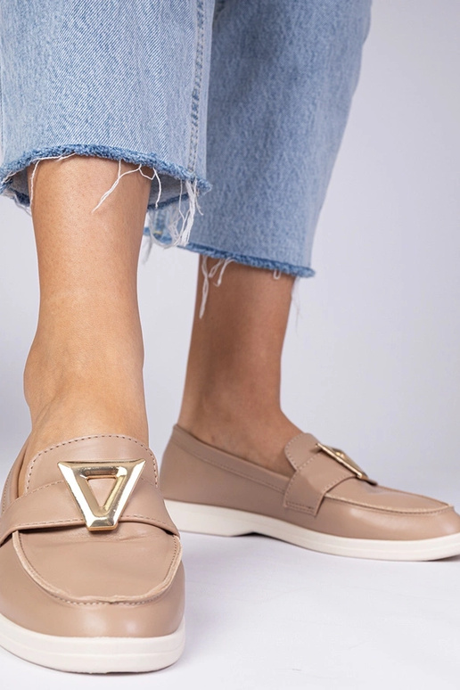 Ciemnobeżowe damskie mokasyny z...