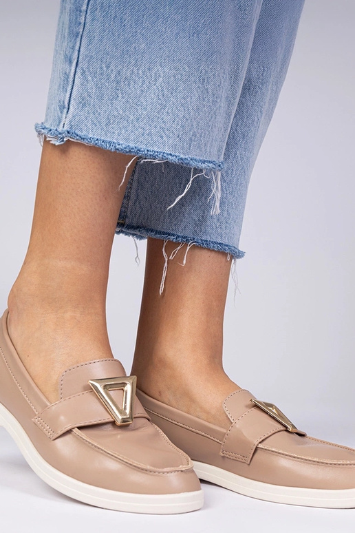 Ciemnobeżowe damskie mokasyny z...