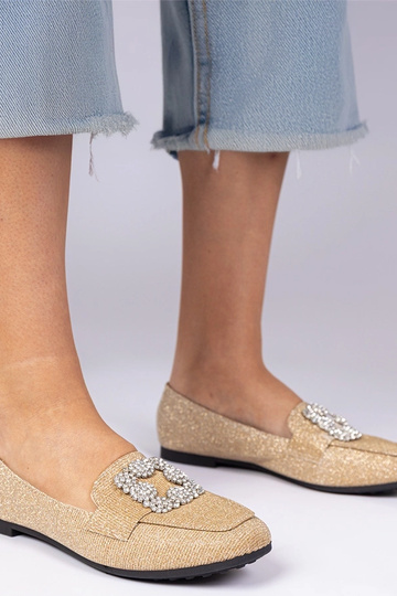 Złote brokatowe mokasyny z...