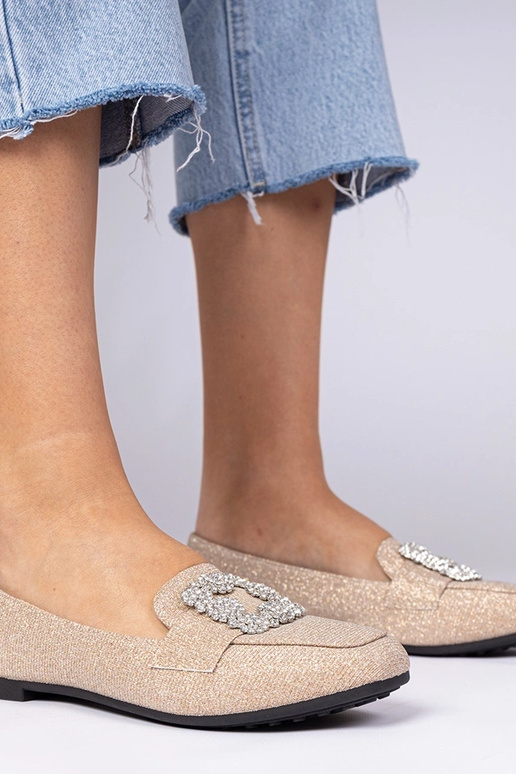 Szampańskie brokatowe mokasyny z...