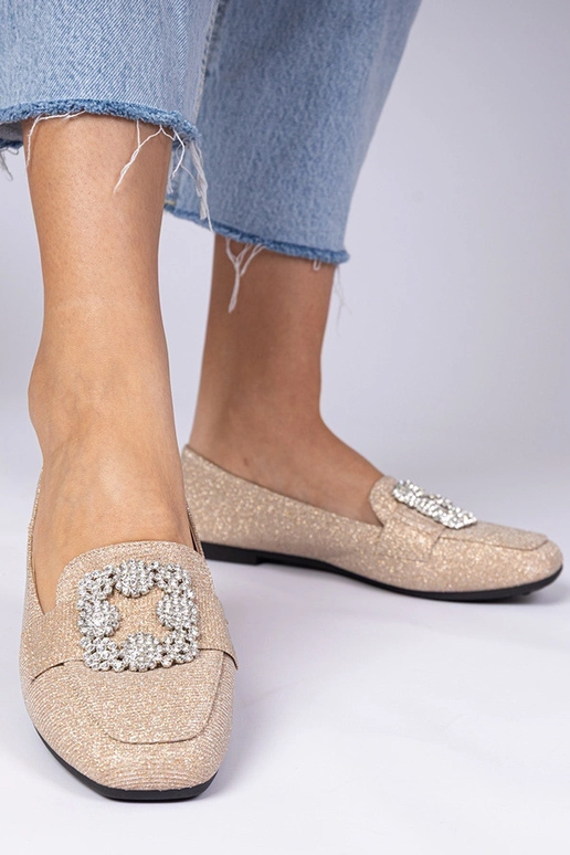 Szampańskie brokatowe mokasyny z...