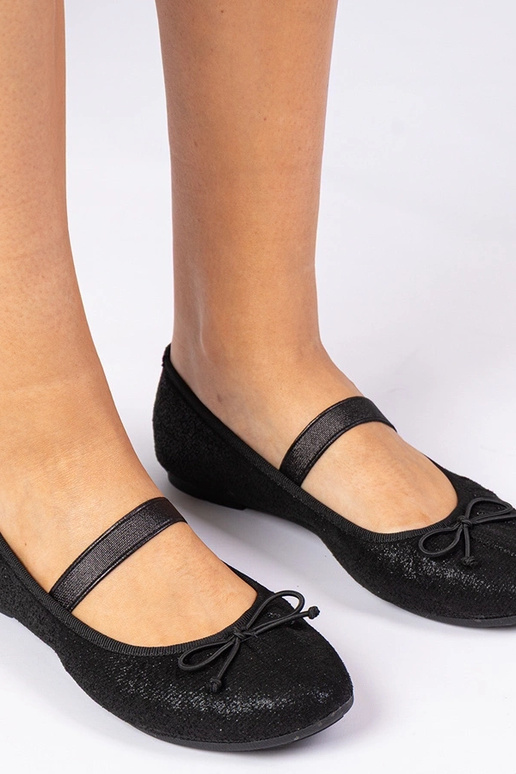 Czarne damskie balerinki z kokardką...