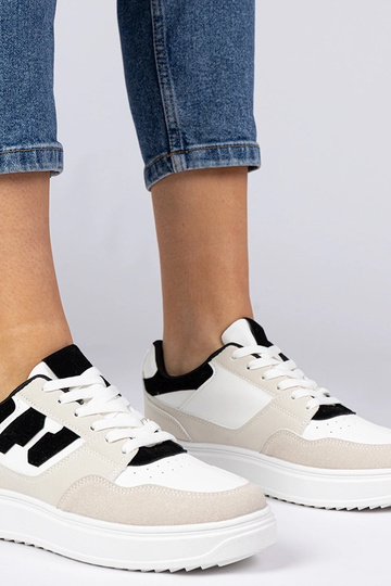 Biało-czarne sneakersy trampki damskie Lavria