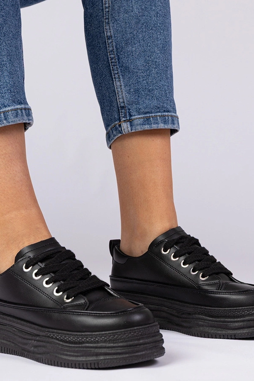 Czarne damskie trampki na wysokiej...