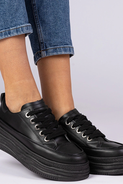 Czarne damskie trampki na wysokiej...