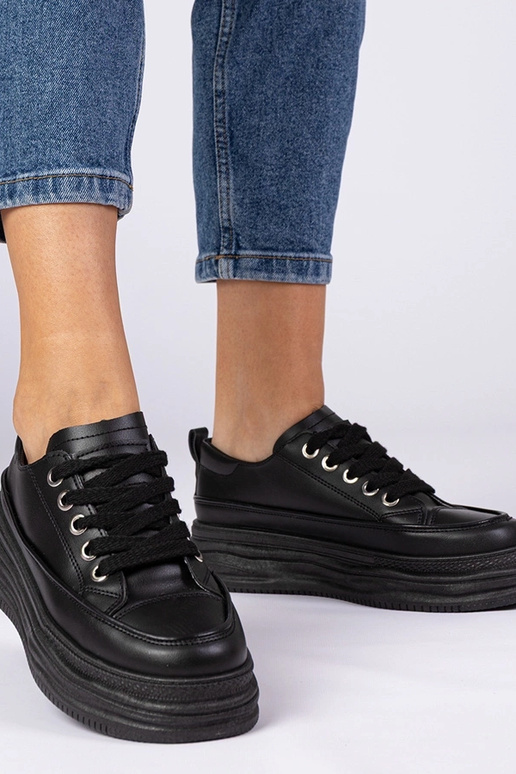 Czarne damskie trampki na wysokiej...