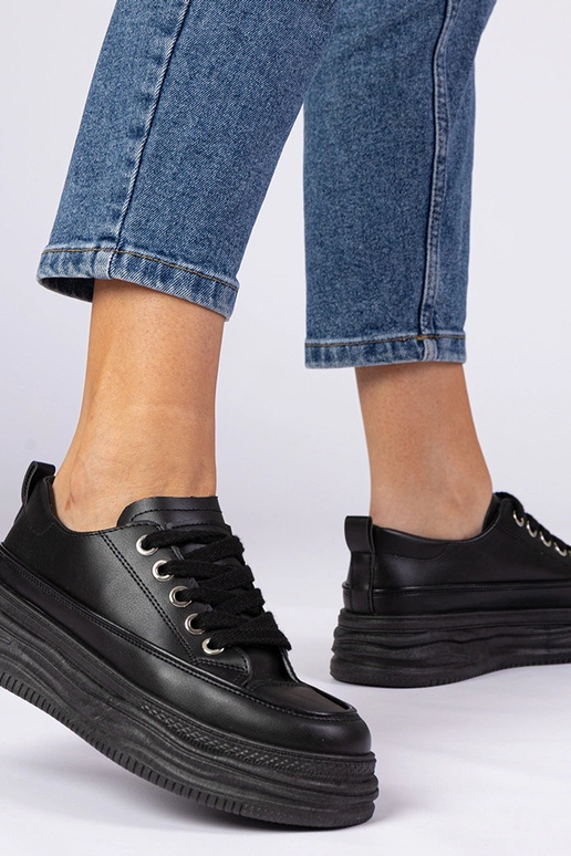 Czarne damskie trampki na wysokiej...