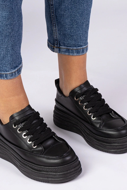 Czarne damskie trampki na wysokiej...