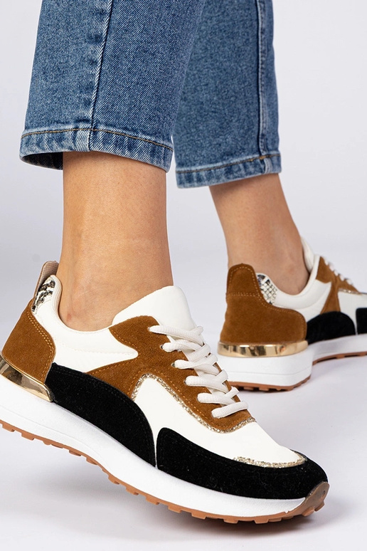 Biało-czarne sneakersy damskie z... Biało-czarne sneakersy damskie z...