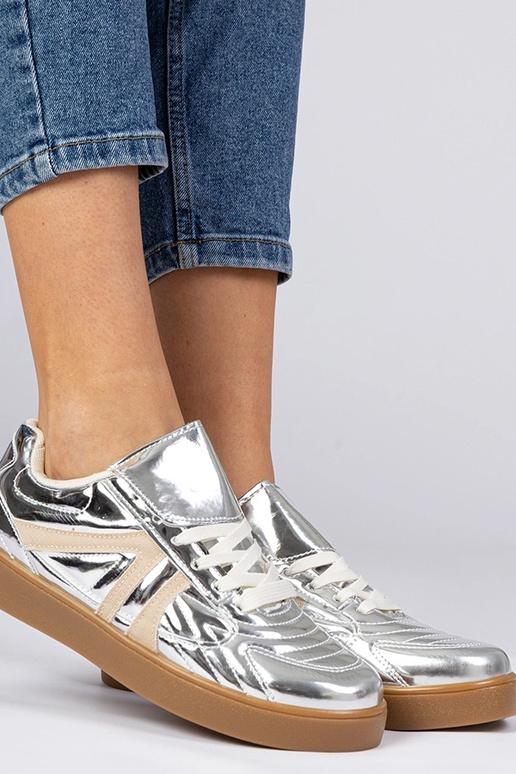 Srebrne sneakersy trampki damskie... Srebrne sneakersy trampki damskie...