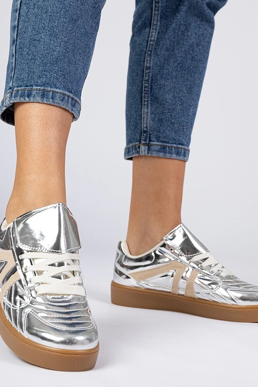 Srebrne sneakersy trampki damskie... Srebrne sneakersy trampki damskie...