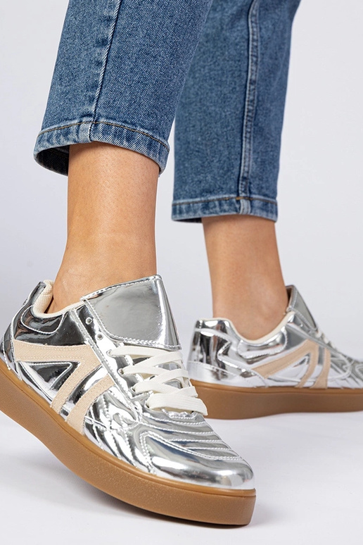 Srebrne sneakersy trampki damskie... Srebrne sneakersy trampki damskie...