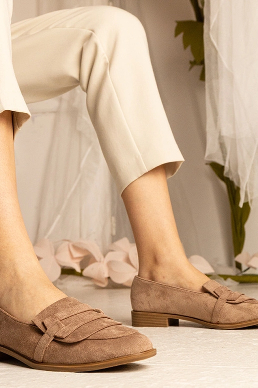 Brązowe damskie mokasyny klasyczne z...