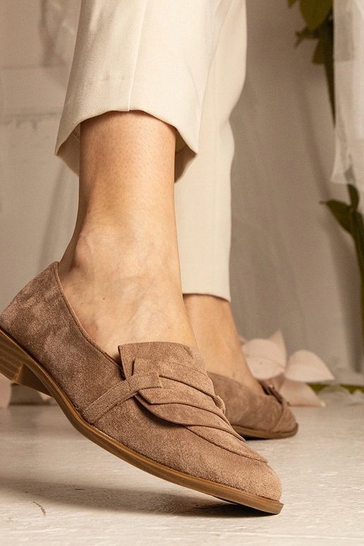 Brązowe damskie mokasyny klasyczne z...