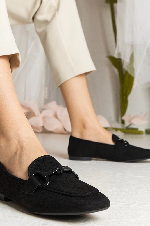 Czarne damskie mokasyny ażurowe z...