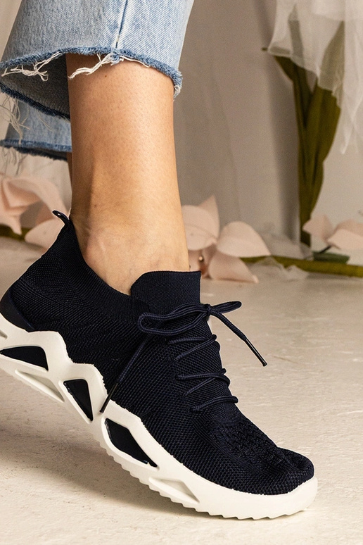 Granatowe sneakersy z skarpetkową... Granatowe sneakersy z skarpetkową...