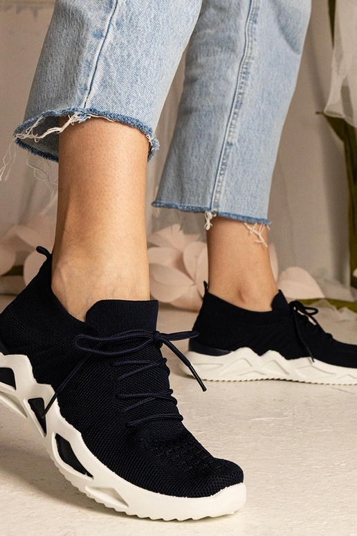 Granatowe sneakersy z skarpetkową... Granatowe sneakersy z skarpetkową...