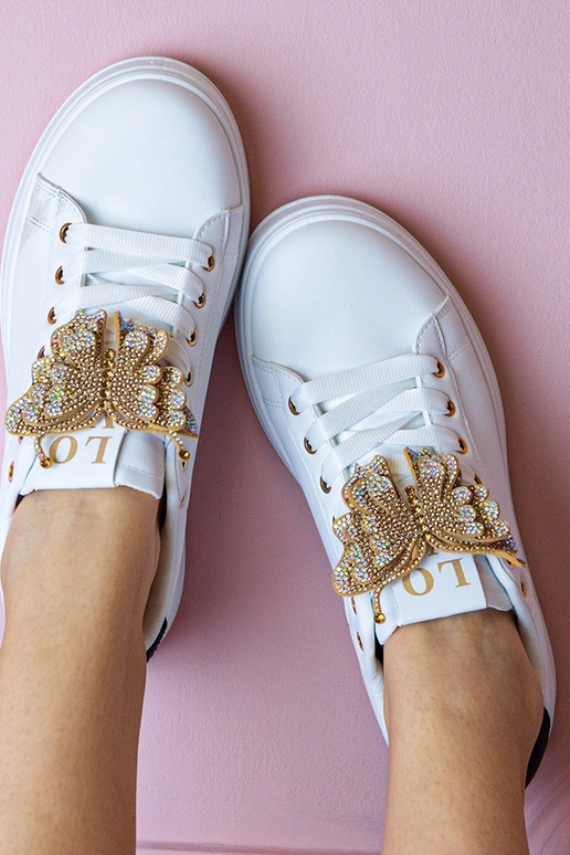 Biało-czarne sneakersy z motylkiem z...