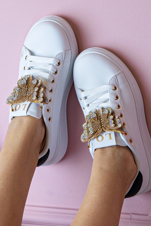 Biało-czarne sneakersy z motylkiem z...