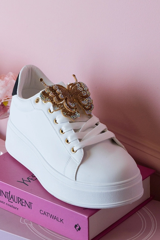 Biało-czarne sneakersy z motylkiem z...