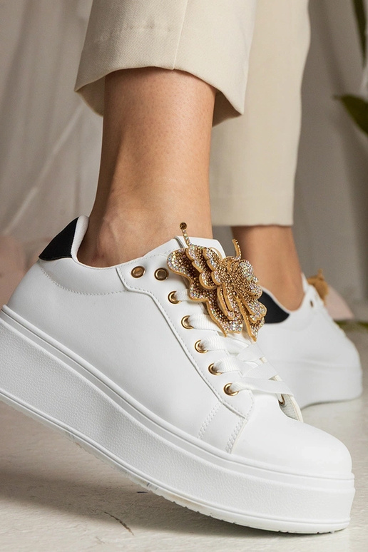 Biało-czarne sneakersy z motylkiem z...