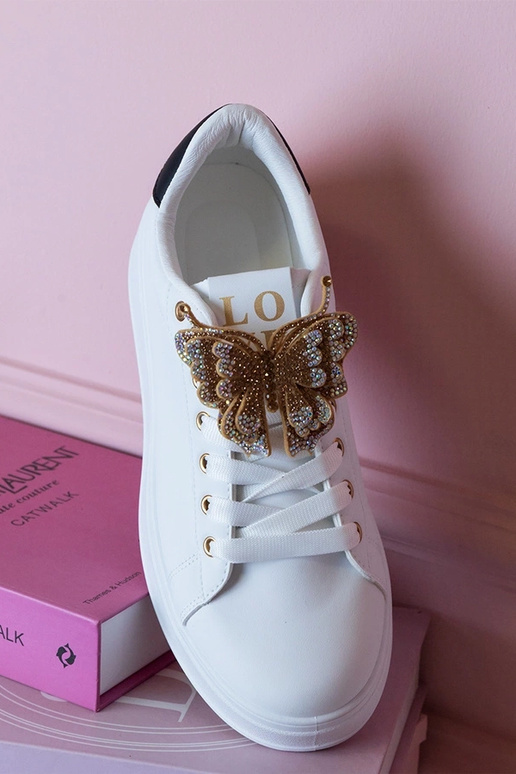 Biało-czarne sneakersy z motylkiem z...