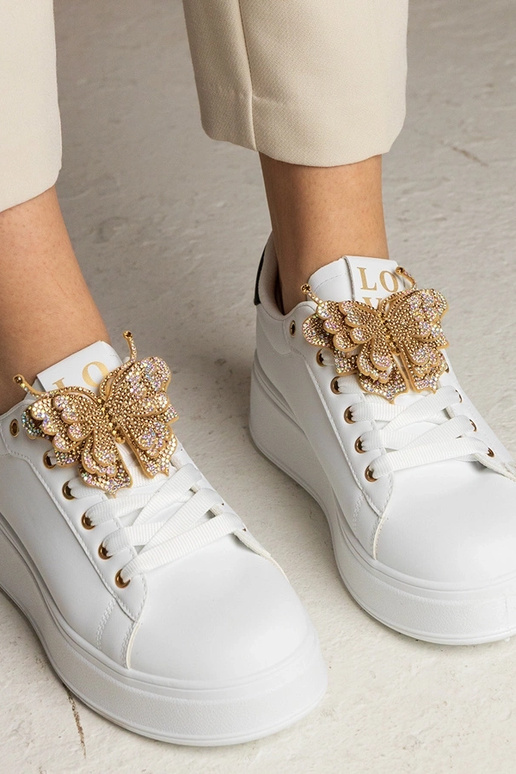 Biało-czarne sneakersy z motylkiem z...