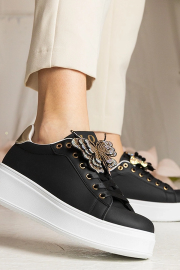 Czarne sneakersy z motylkiem z cyrkoniami Kariba 2