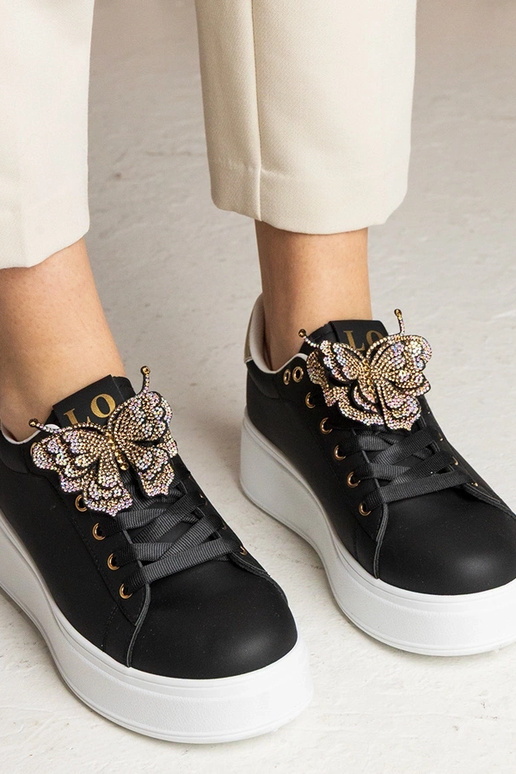 Czarne sneakersy z motylkiem z...