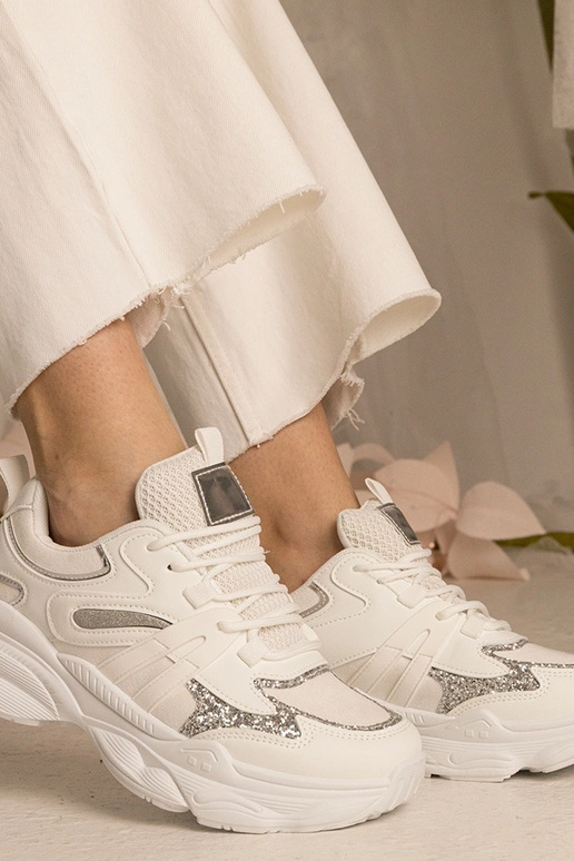 Białe sneakersy damskie sportowe z...