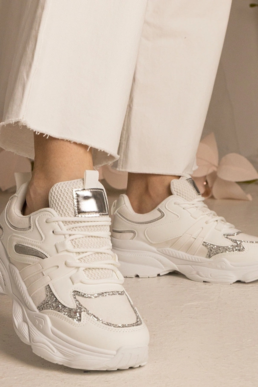 Białe sneakersy damskie sportowe z...