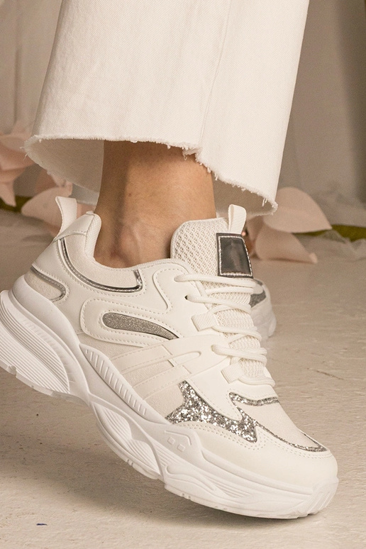 Białe sneakersy damskie sportowe z...