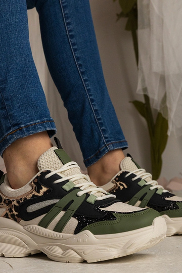 Zielone sneakersy damskie sportowe z brokatem Maleda 2