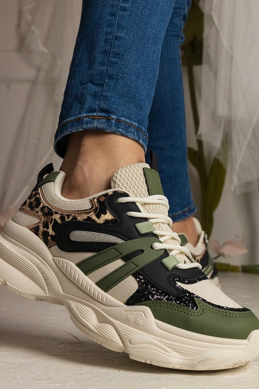 Zielone sneakersy damskie sportowe z... Zielone sneakersy damskie sportowe z...